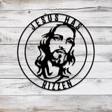 Jesus Has Rizzen Metal Wall Art with Led Light, Christian Line Art, Christian Wall Decor, Christian Gift, Outdoor Garden and Decor