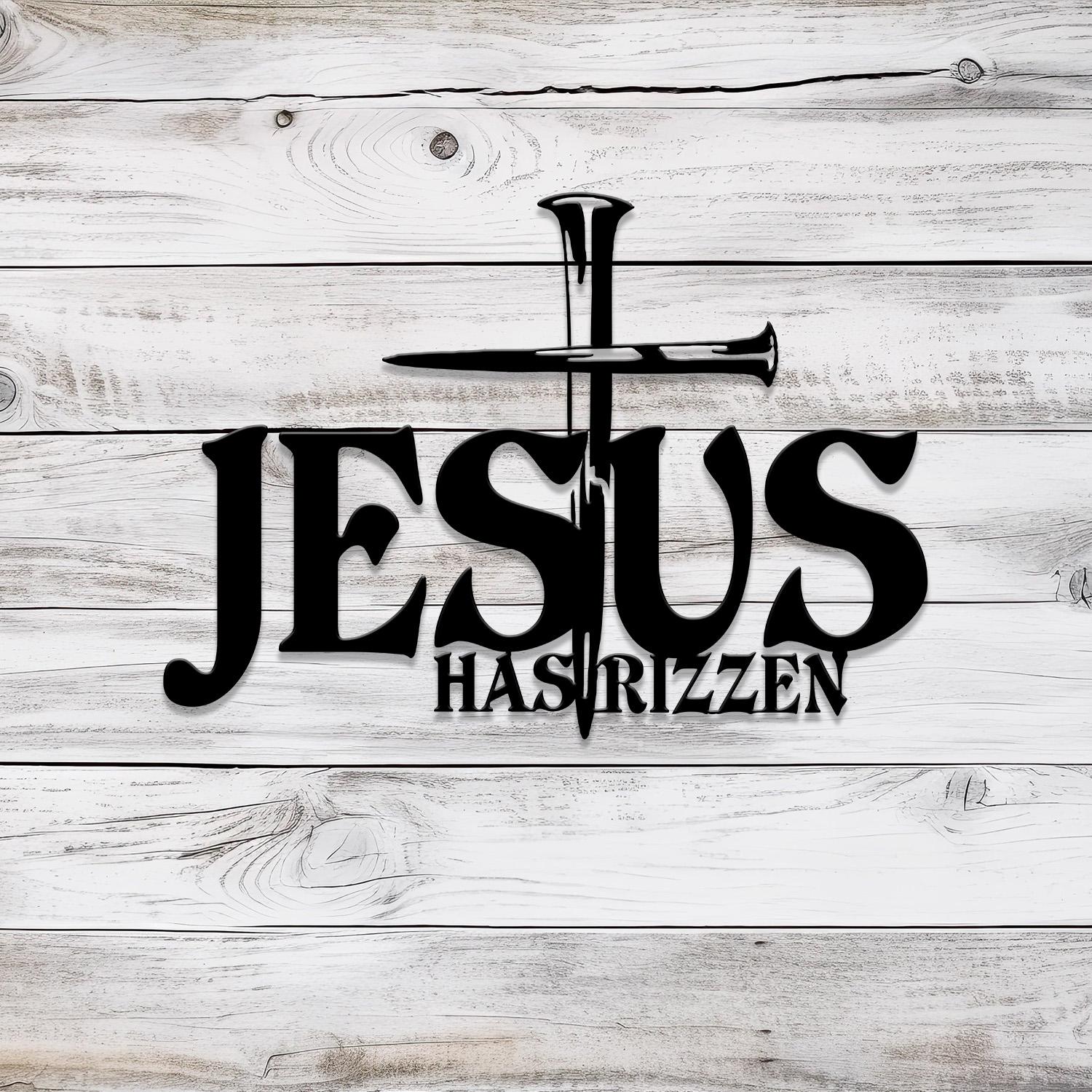 Jesus Has Rizzen Metal Wall Art with Led Light, Christian Line Art, Christian Wall Decor, Cross Metal Sign, Christian Gift,
