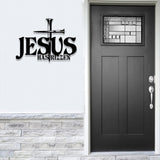 Jesus Has Rizzen Metal Wall Art with Led Light, Christian Line Art, Christian Wall Decor, Cross Metal Sign, Christian Gift,
