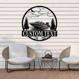 Personalized Boat Lake House Metal Sign with Led Light, Metal Outdoor Decor, Lake Beach House Decor, Custom Boat Gift, River House Sign