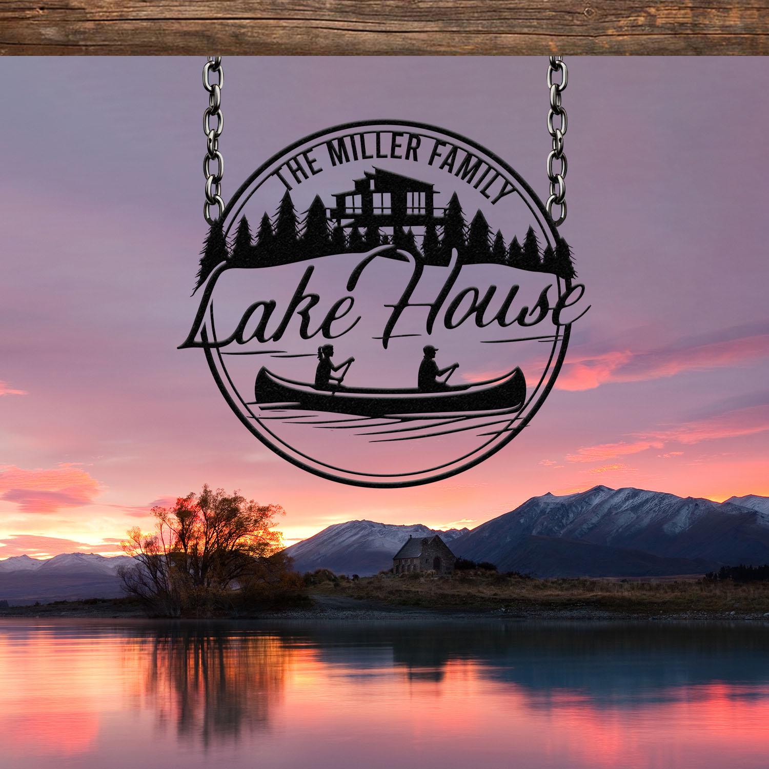 Personalized Lake House Metal Sign, Forest Lake Sign, Custom Lake House Name Sign, Camping Metal Sign, Lake House Decor, Front Porch Decor
