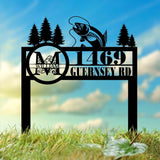 Custom Trout Fishing Address Sign, Custom Fishing Sign, Outdoor Fishing Yard Stake, Fish Address Stake, Outdoor Decor, House Numbers Sign