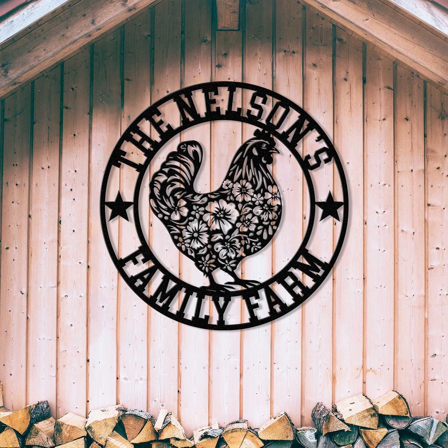 Personalized Floral Chicken Coop Sign with Led Light, Hen House Coop Sign, Farm Metal Sign, Metal Chicken Coop Sign, Custom Chicken Sign