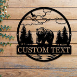 Custom Wilderness Bear Cabin Sign, Mountain Decor, Personalized Metal Bear Sign, Cabin Decor, Outdoor Bear Decor, Rustic Cabin Bear Sign
