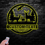 Custom Metal Family Deer Sign, Deer Cabin Decor, Nature Metal Sign, Outdoor Lodge Decor, Deer Hunter Gift, Cottage Sign