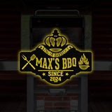 Personalized King Of Barbecue Wall Sign Led Light, Custom Grill Sign, Barbecue Sign for Outdoor, Large BBQ Sign, Barbecue Wall Art Decor