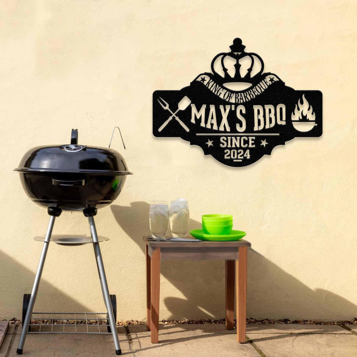 Personalized King Of Barbecue Wall Sign Led Light, Custom Grill Sign, Barbecue Sign for Outdoor, Large BBQ Sign, Barbecue Wall Art Decor