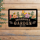 Custom Name Floral Garden Sign, Custom Metal Hanging Garden Plaque, Personalized Metal Gardening Present, Gardener Name Sign, Yard Decor