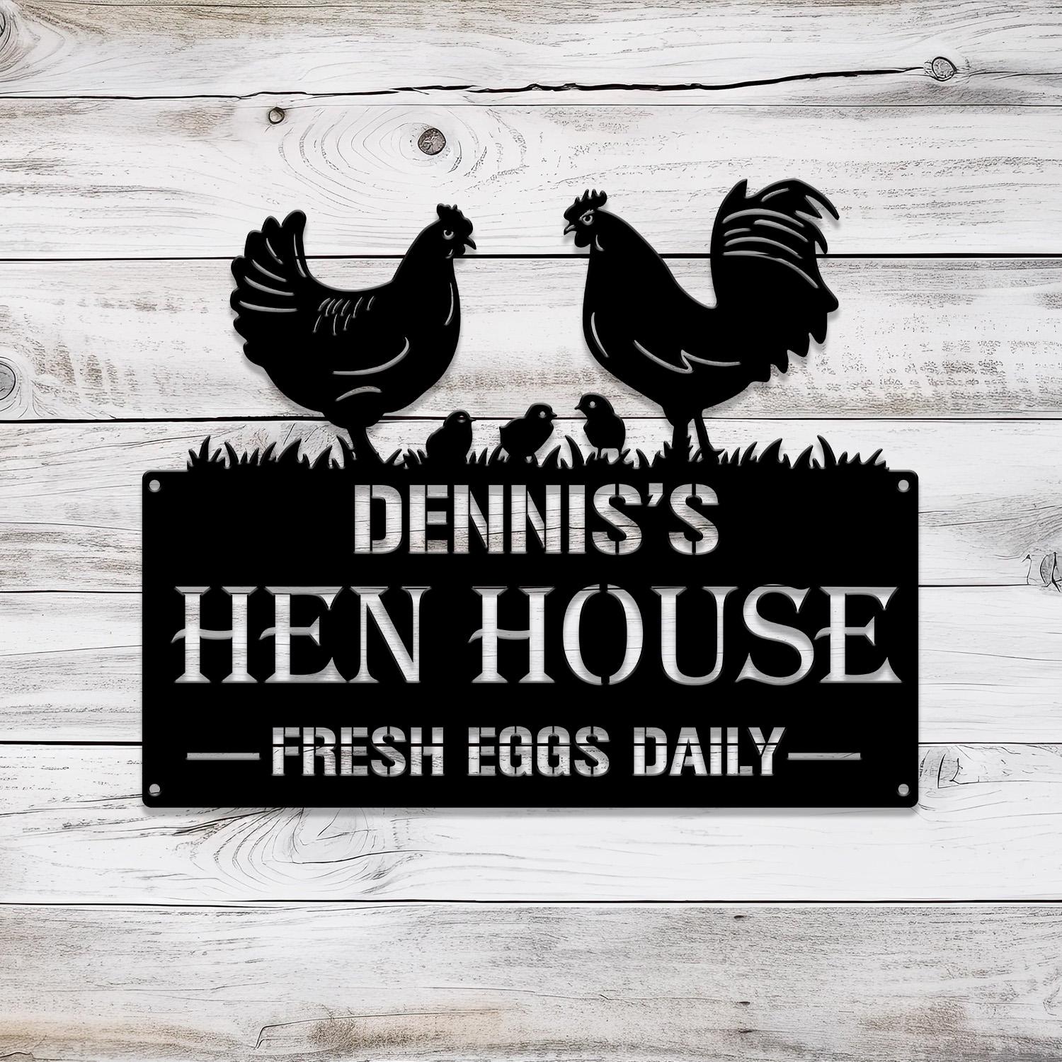 Personalized Hen House Sign with Led Light, Chicken Coop Sign, Farm Metal Sign, Metal Farm Coop Sign, Custom Chicken Coop Sign