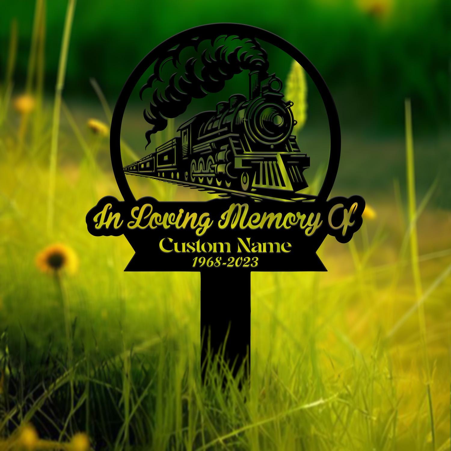 Custom Train Memorial Plaque Stake, Personalized Train Driver Grave Marker Name Sign, Remembrance Stake Sympathy Sign