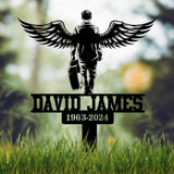 Custom Guitarist Walking With Wings Musician Memorial Stake, Metal Stake, Sympathy Sign, Grave Marker, Remembrance Stake