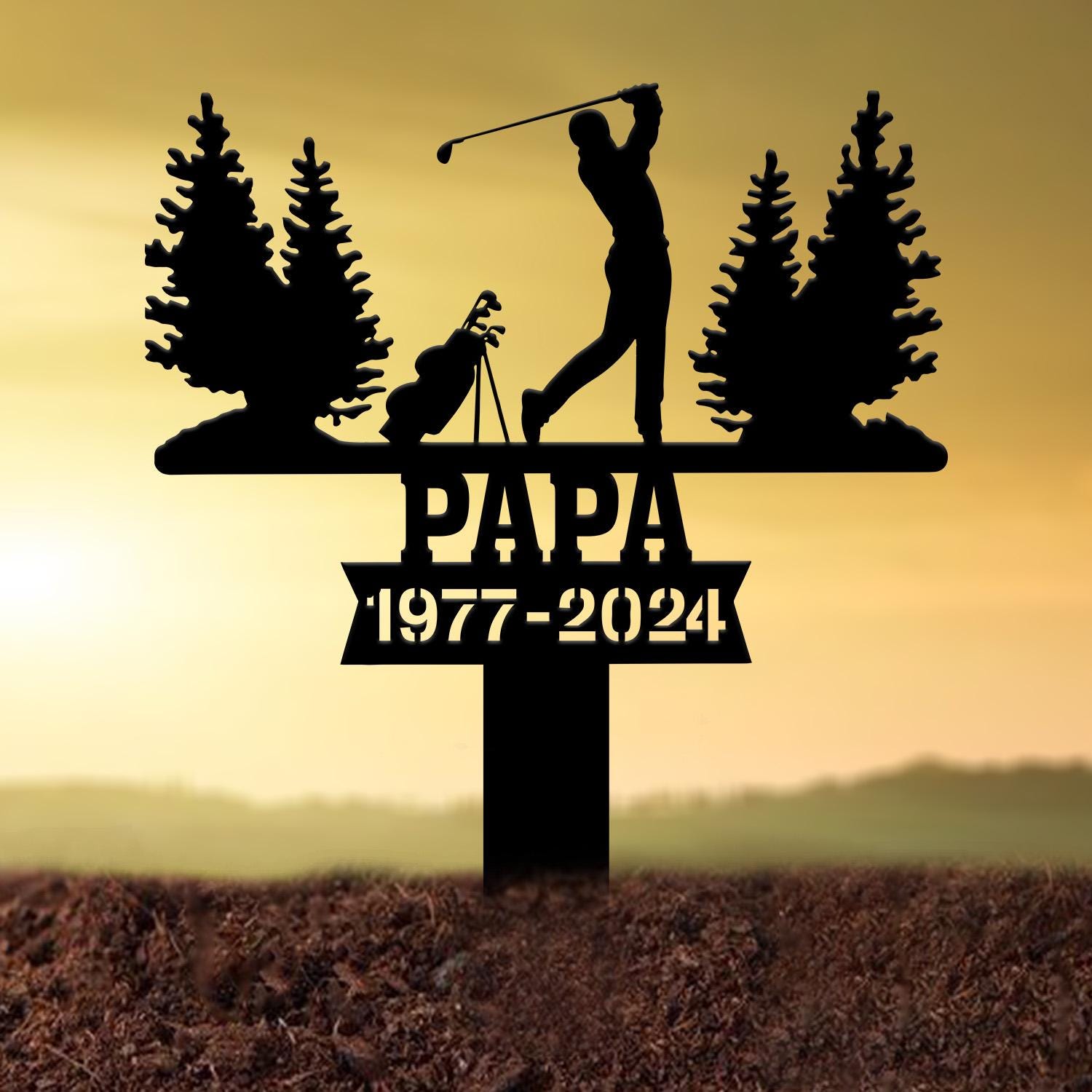 Personalized Golfing In Heaven Memorial Stake Metal, Golfer Memorial Gift, Golfer Dad Sympathy, Grave Marker, Metal Sign, Gardening Gift