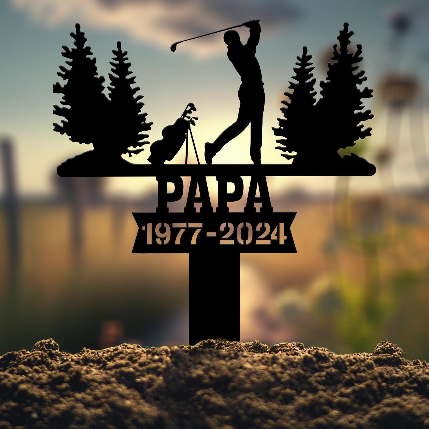 Personalized Golfing In Heaven Memorial Stake Metal, Golfer Memorial Gift, Golfer Dad Sympathy, Grave Marker, Metal Sign, Gardening Gift