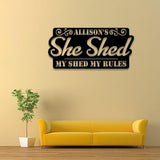 Custom Name My Shed My Rules Sign, Personalized She Shed Gift Idea, Women Cave Wall Decor, Garden Sign, Custom Gift for Wife