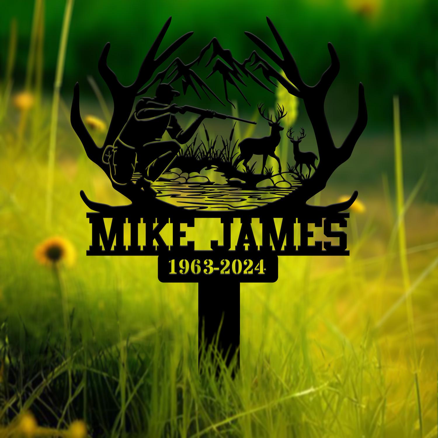 Custom Hunting Memorial Plaque Stake, Memorial Grave Marker, Hunter Memorial Stake For Grave, Hunter Loss, Dad Loss, Hunter Sign