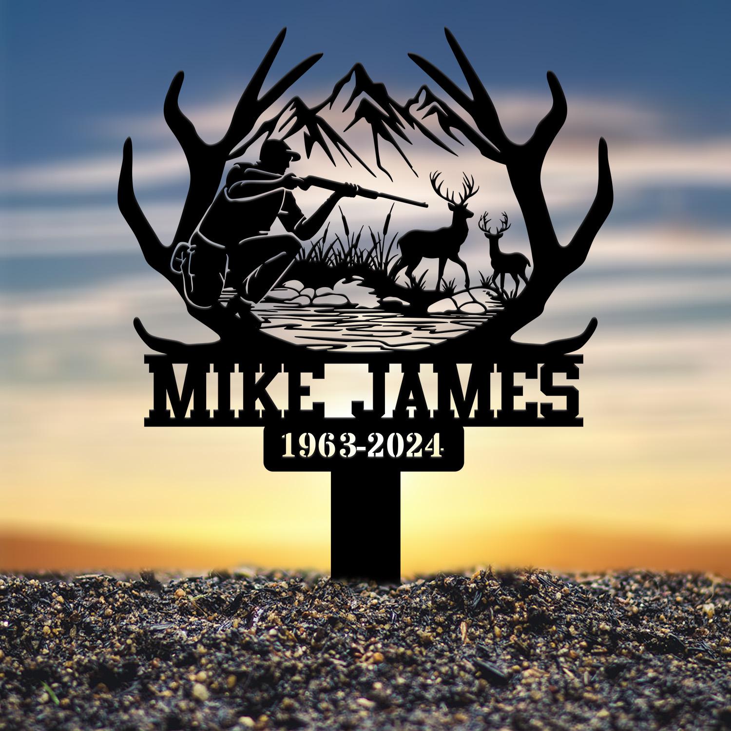 Custom Hunting Memorial Plaque Stake, Memorial Grave Marker, Hunter Memorial Stake For Grave, Hunter Loss, Dad Loss, Hunter Sign