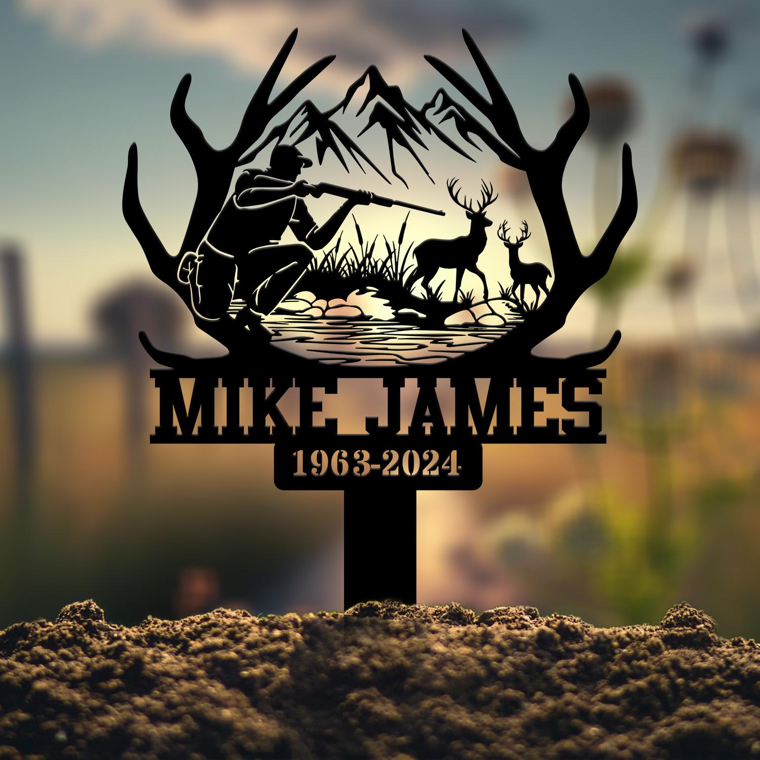 Custom Hunting Memorial Plaque Stake, Memorial Grave Marker, Hunter Memorial Stake For Grave, Hunter Loss, Dad Loss, Hunter Sign
