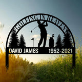 Personalized Golfing In Heaven Memorial Stake Metal, Golfer Memorial Gift, Golfer Dad Sympathy, Grave Marker, Metal Sign, Gardening Gift