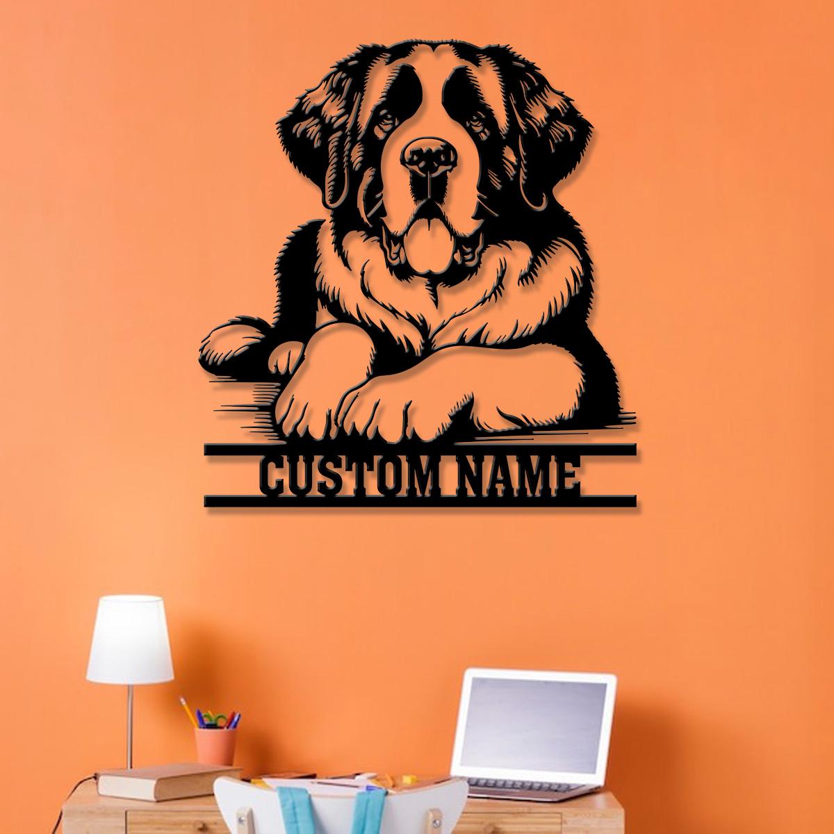 Custom Metal Saint Bernard Sign with Led Light, Saint Bernard Name Gift, Gift For Dog Lover, Dog Monogram Metal Sign, Dog Mom Gift