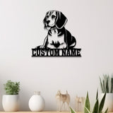 Custom Metal Beagle Sign with Led Light, Beagle Dog Name Gift, Gift For Dog Lover, Dog Monogram Metal Sign, Dog Mom Gift