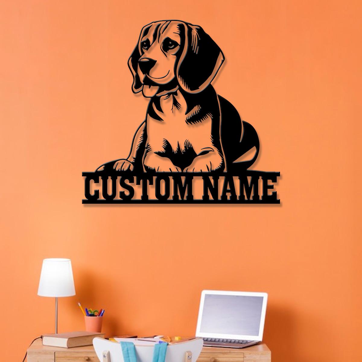 Custom Metal Beagle Sign with Led Light, Beagle Dog Name Gift, Gift For Dog Lover, Dog Monogram Metal Sign, Dog Mom Gift