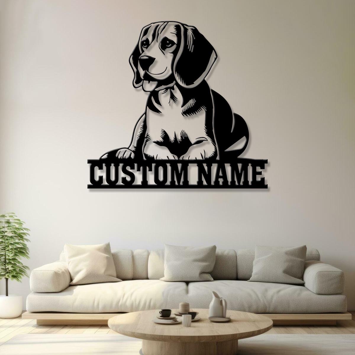 Custom Metal Beagle Sign with Led Light, Beagle Dog Name Gift, Gift For Dog Lover, Dog Monogram Metal Sign, Dog Mom Gift