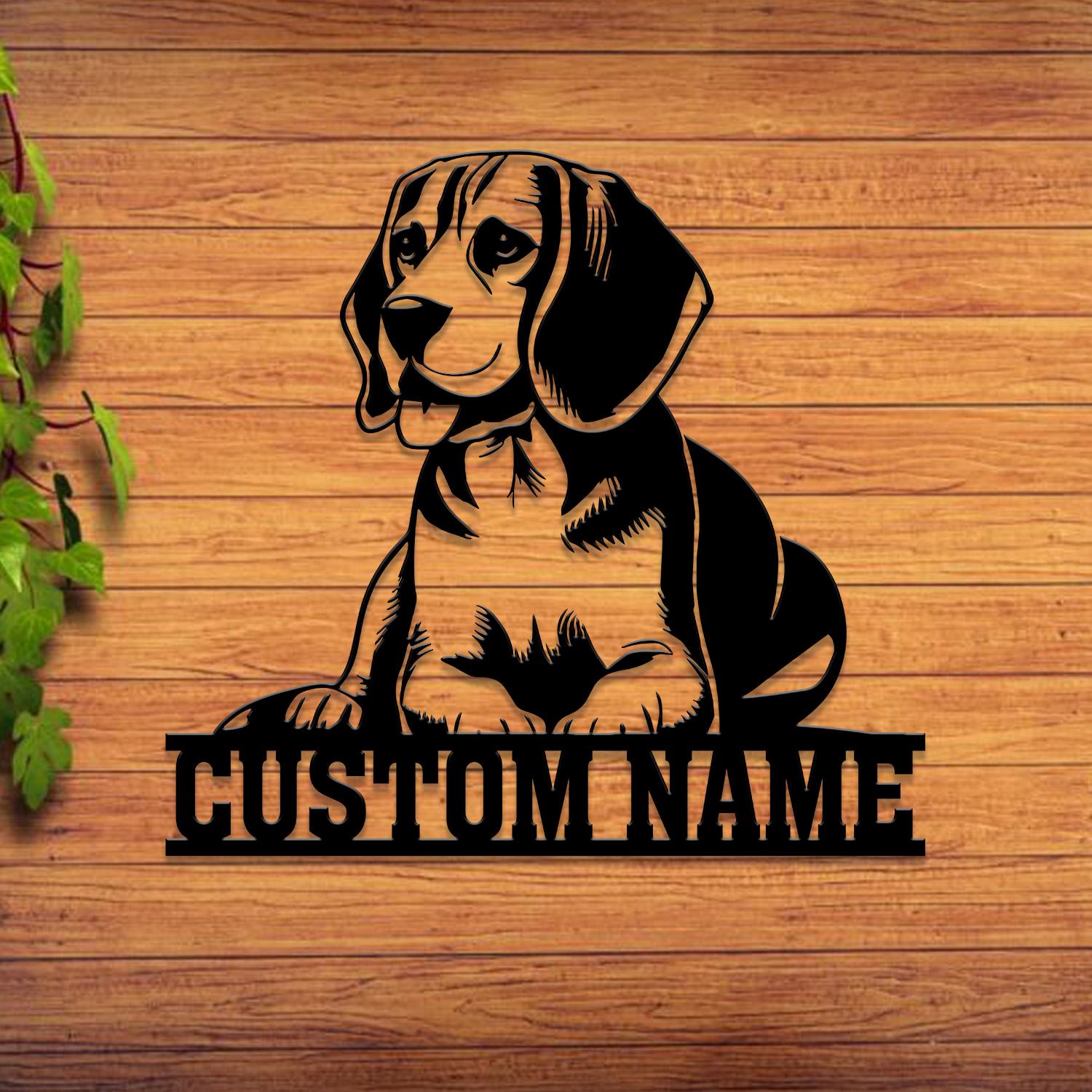 Custom Metal Beagle Sign with Led Light, Beagle Dog Name Gift, Gift For Dog Lover, Dog Monogram Metal Sign, Dog Mom Gift