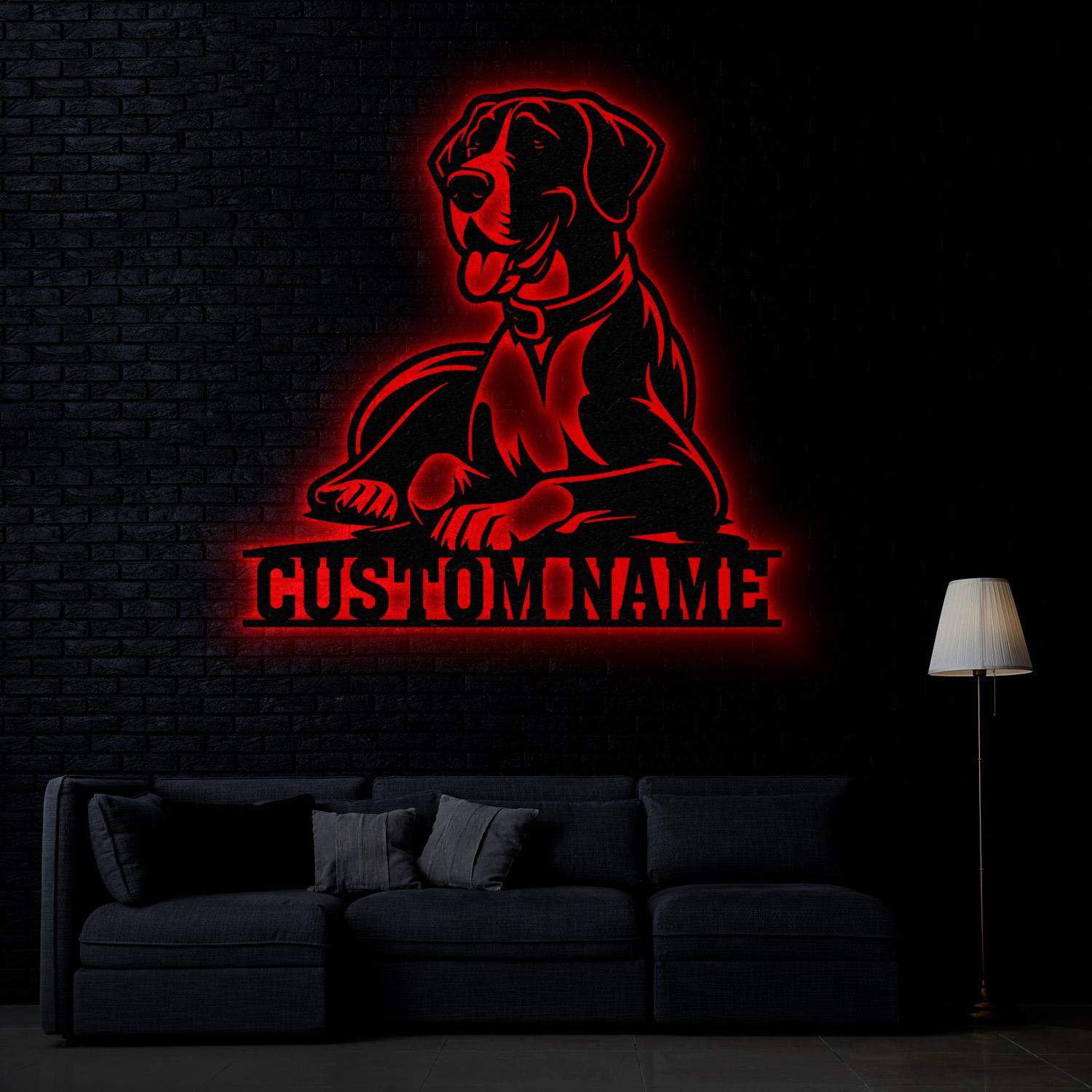 Custom Metal Great Dane Sign with Led Light, Great Dane Dog Name Gift, Gift For Dog Lover, Dog Monogram Metal Sign, Dog Mom Gift