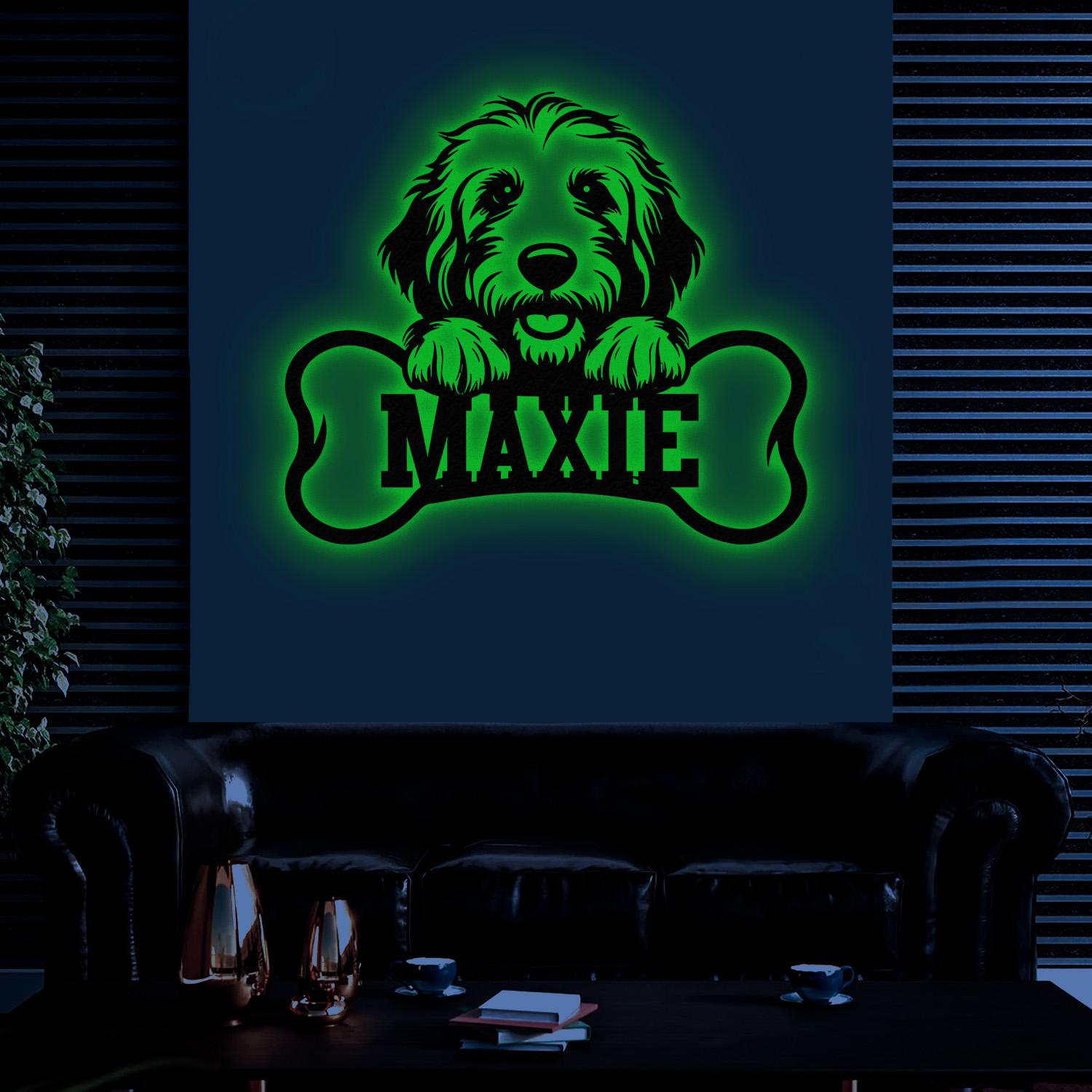Custom Metal Golden Doodle Sign with Led Light, Golden Doodle Dog Name Gift, Gift For Dog Lover, Dog Monogram Metal Sign, Dog Mom Gift