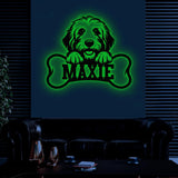 Custom Metal Golden Doodle Sign with Led Light, Golden Doodle Dog Name Gift, Gift For Dog Lover, Dog Monogram Metal Sign, Dog Mom Gift