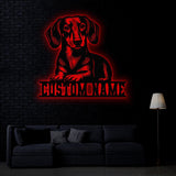 Custom Metal Dachshund Sign with Led Light, Dachshund Dog Name Gift, Gift For Dog Lover, Dog Monogram Metal Sign, Dog Mom Gift