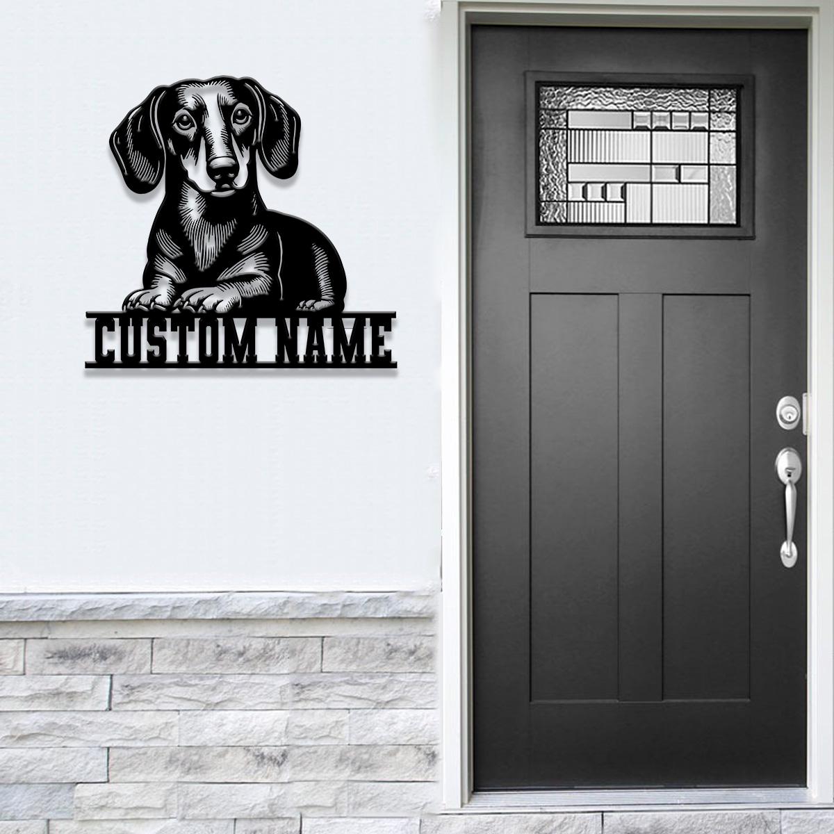 Custom Metal Dachshund Sign with Led Light, Dachshund Dog Name Gift, Gift For Dog Lover, Dog Monogram Metal Sign, Dog Mom Gift