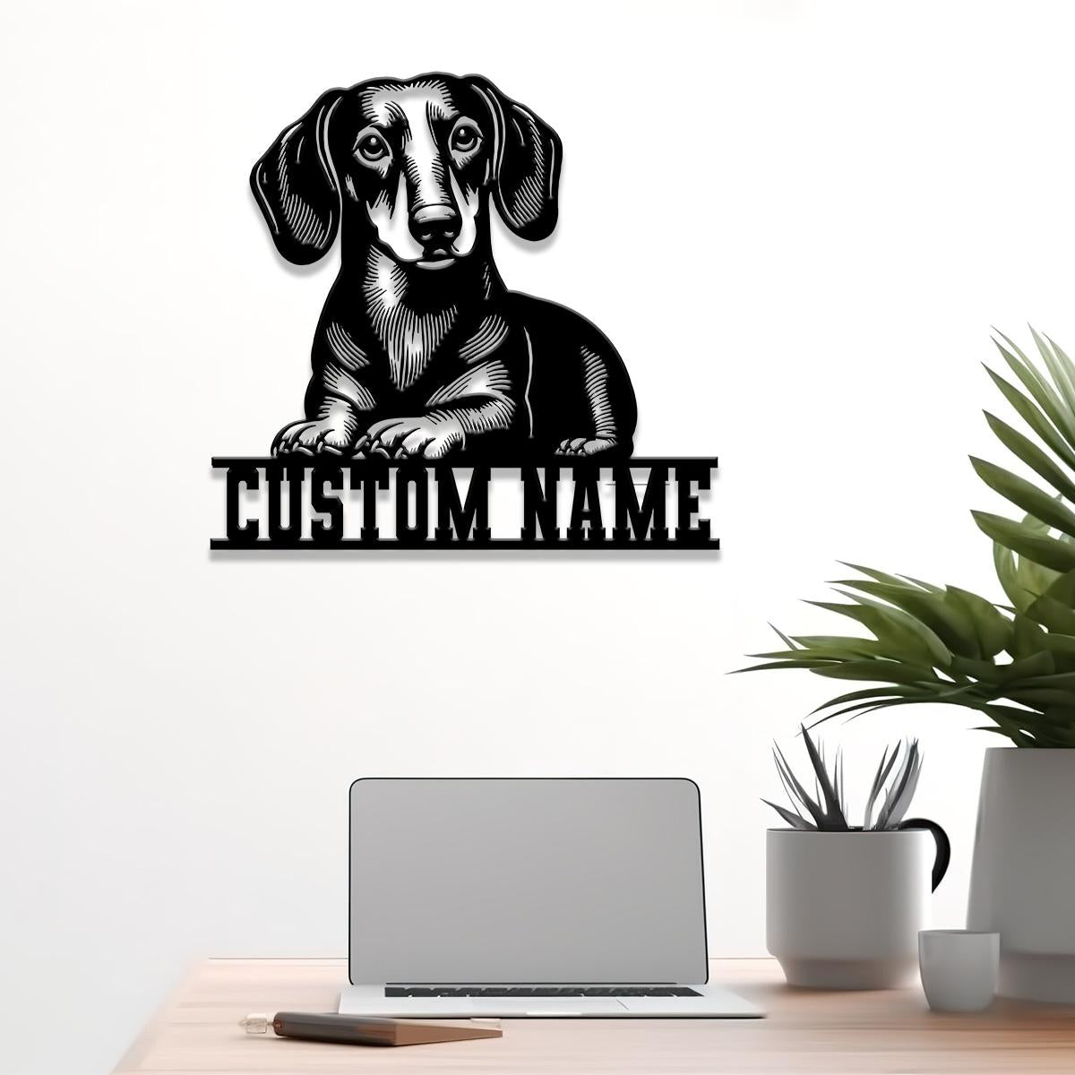 Custom Metal Dachshund Sign with Led Light, Dachshund Dog Name Gift, Gift For Dog Lover, Dog Monogram Metal Sign, Dog Mom Gift