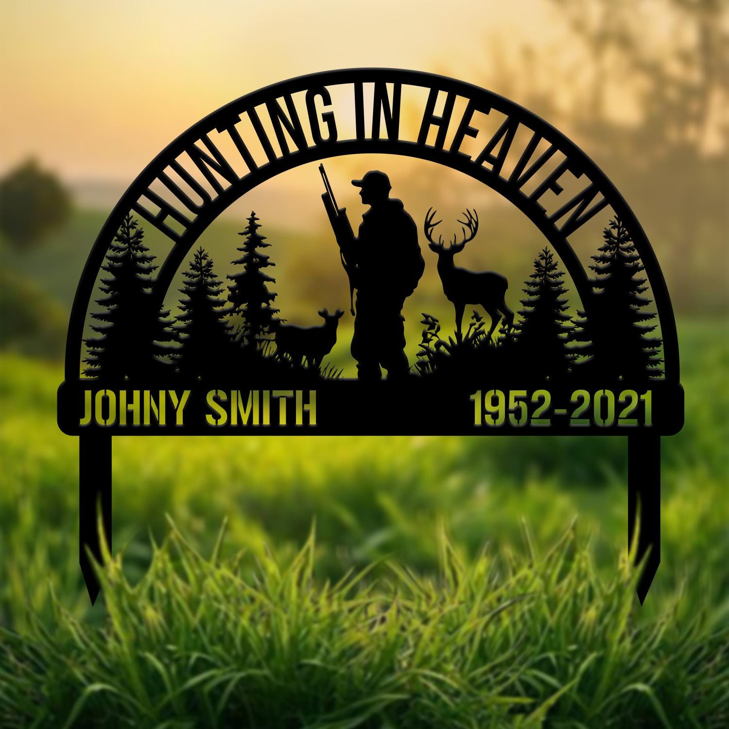 Custom Deer Hunting Memorial Stake, Personalized Hunting Memorial Plaque, Loss of Loved One, Hunter Loss, Grave Marker, Dad Lost
