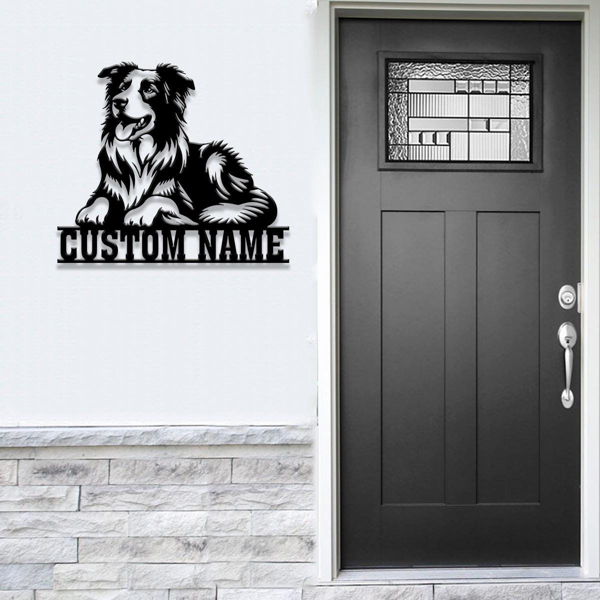 Custom Metal Border Collie Sign with Led Light, Border Collie Family Name Gift, Gift For Dog Lover, Dog Monogram Metal Sign, Dog Mom Gifts