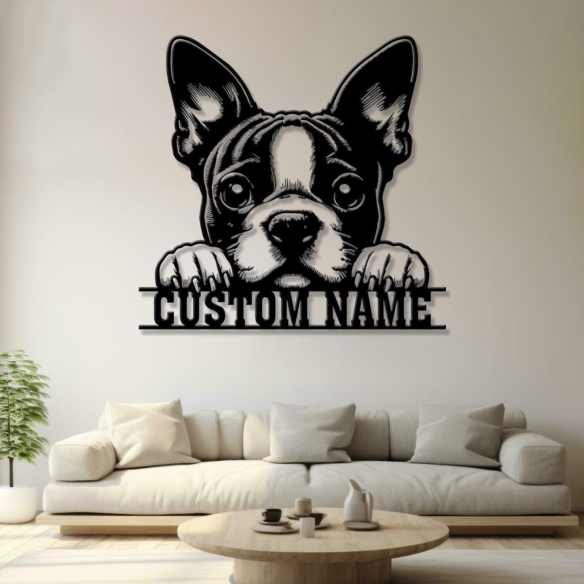 Custom Metal Boston Terrier Sign with Led Light, Boston Terrier Family Name Gift, Gift For Dog Lover, Dog Monogram Metal Sign, Dog Mom Gifts