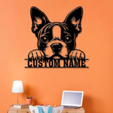 Custom Metal Boston Terrier Sign with Led Light, Boston Terrier Family Name Gift, Gift For Dog Lover, Dog Monogram Metal Sign, Dog Mom Gifts