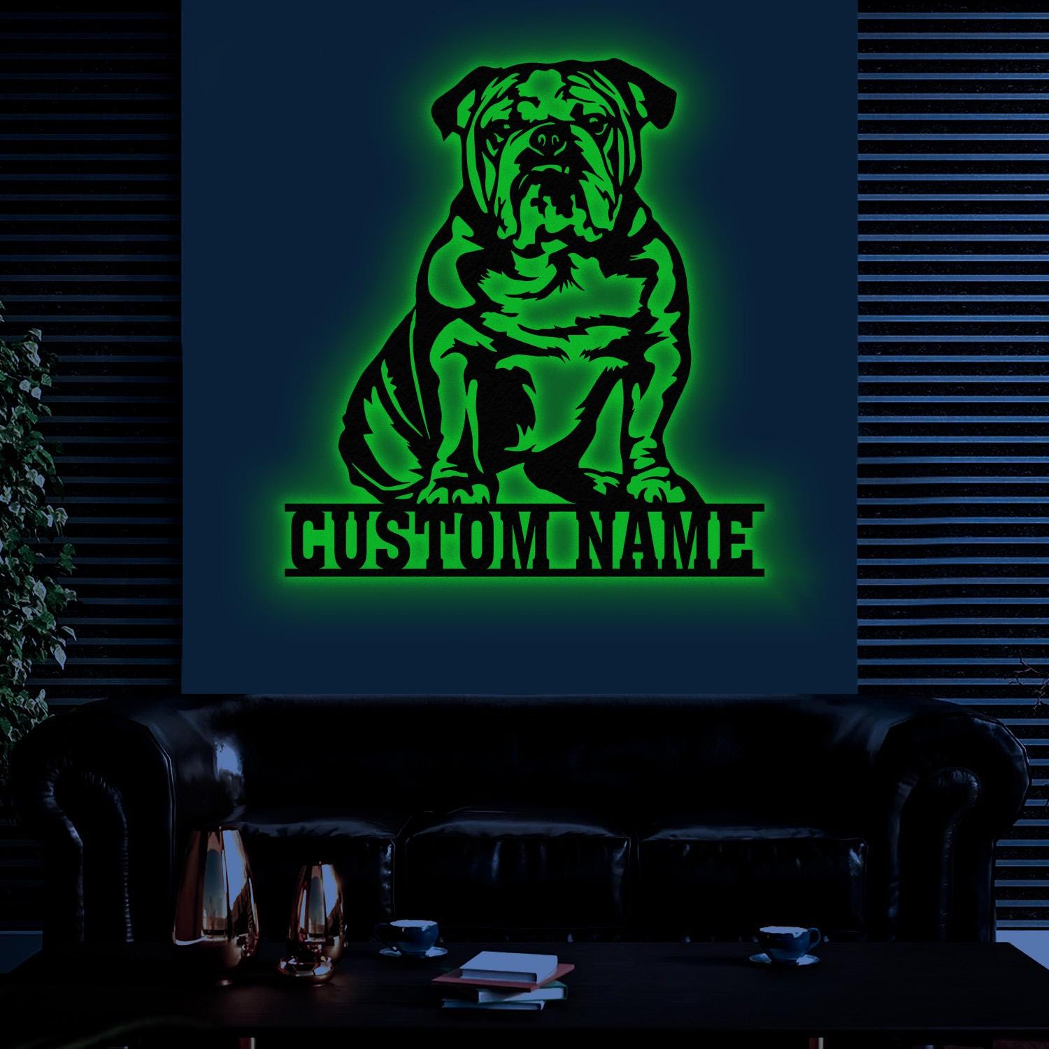 Custom Metal English Bulldog Sign with Led Light, English Bulldog Family Name Gift, Gift For Dog Lover, Dog Monogram Sign, Dog Mom Gifts