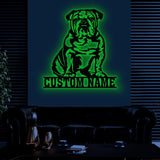 Custom Metal English Bulldog Sign with Led Light, English Bulldog Family Name Gift, Gift For Dog Lover, Dog Monogram Sign, Dog Mom Gifts