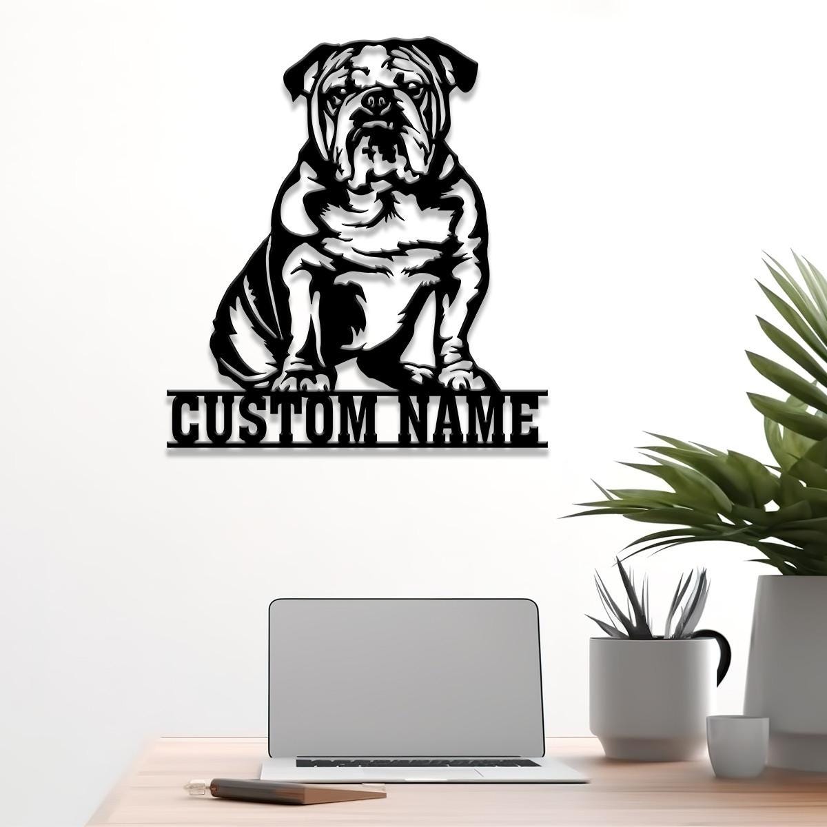 Custom Metal English Bulldog Sign with Led Light, English Bulldog Family Name Gift, Gift For Dog Lover, Dog Monogram Sign, Dog Mom Gifts