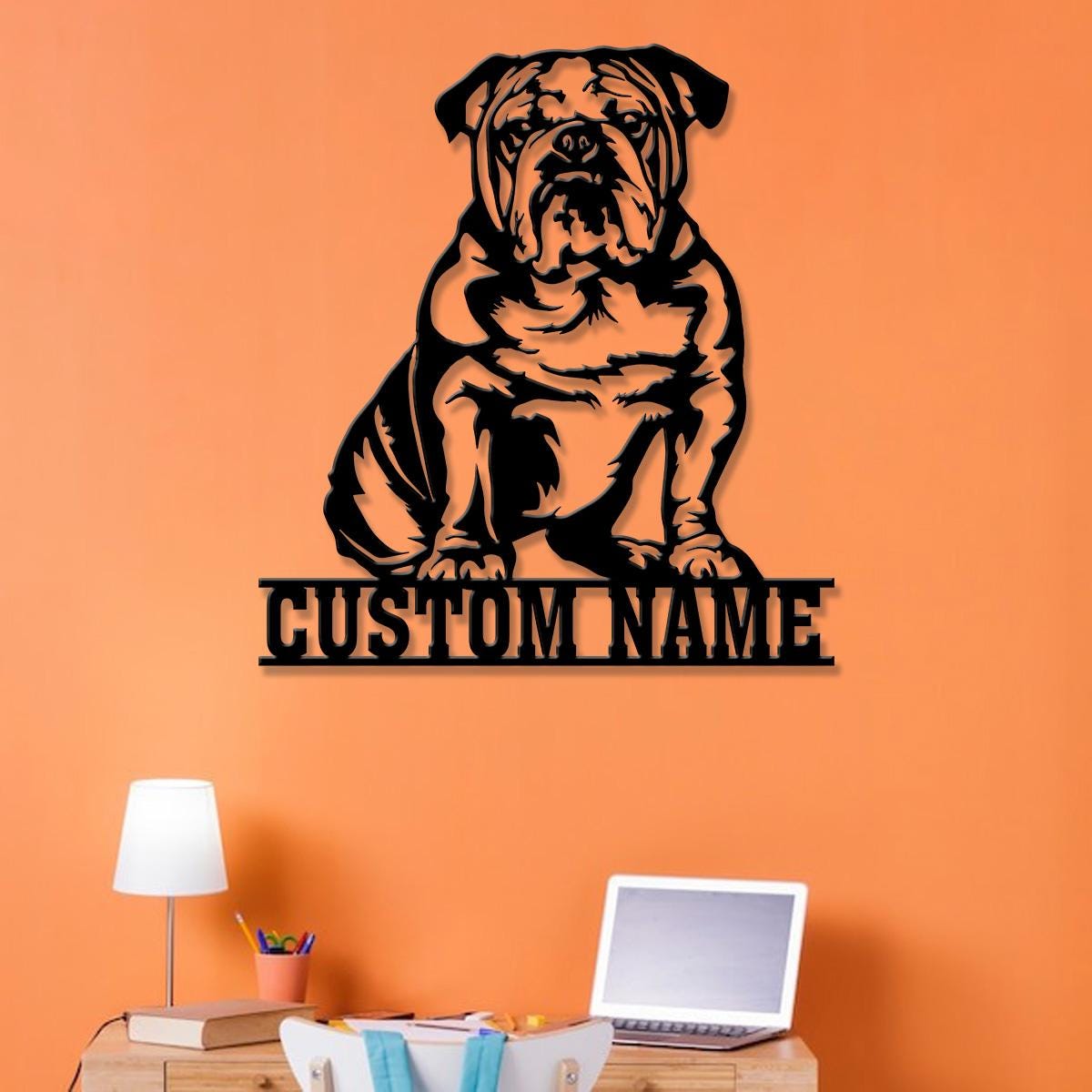 Custom Metal English Bulldog Sign with Led Light, English Bulldog Family Name Gift, Gift For Dog Lover, Dog Monogram Sign, Dog Mom Gifts