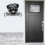 Custom Metal Pug Sign with Led Light, Pug Family Name Gift, Gift For Dog Lover, Dog Monogram Metal Sign, Dog Mom Gifts