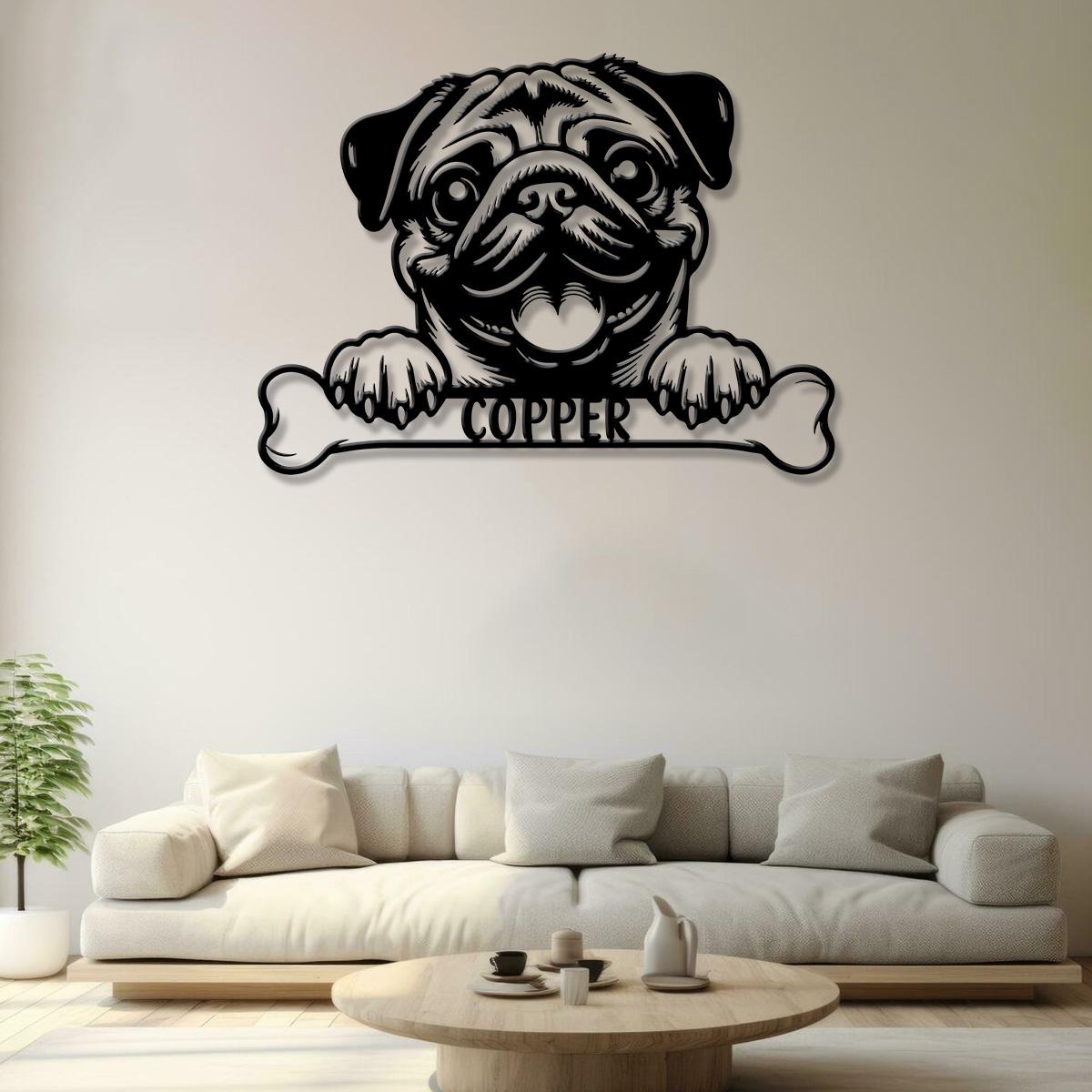 Custom Metal Pug Sign with Led Light, Pug Family Name Gift, Gift For Dog Lover, Dog Monogram Metal Sign, Dog Mom Gifts