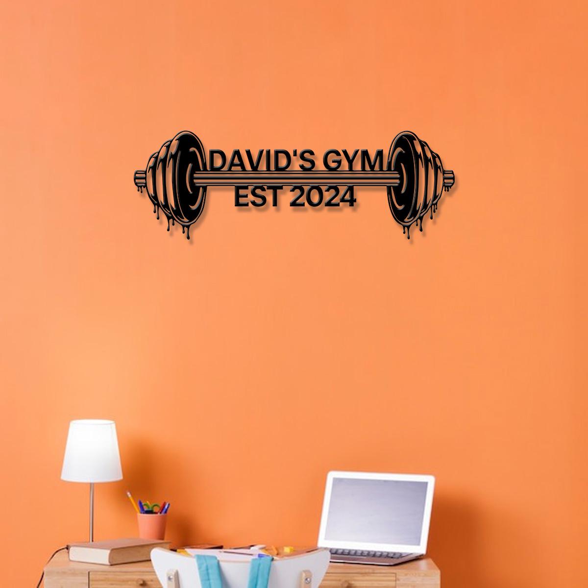 Custom Name Home Gym Metal Sign, Powerlifting Metal Wall Art, Personalized Home Gym Sign, Fitness Decor, Gift for Dad Husband