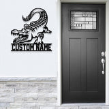 Custom Alligator Metal Sign with Led Light, Personalized Crocodile Name Sign, Nursery Swamp Animal Decoration, Housewarming Gift