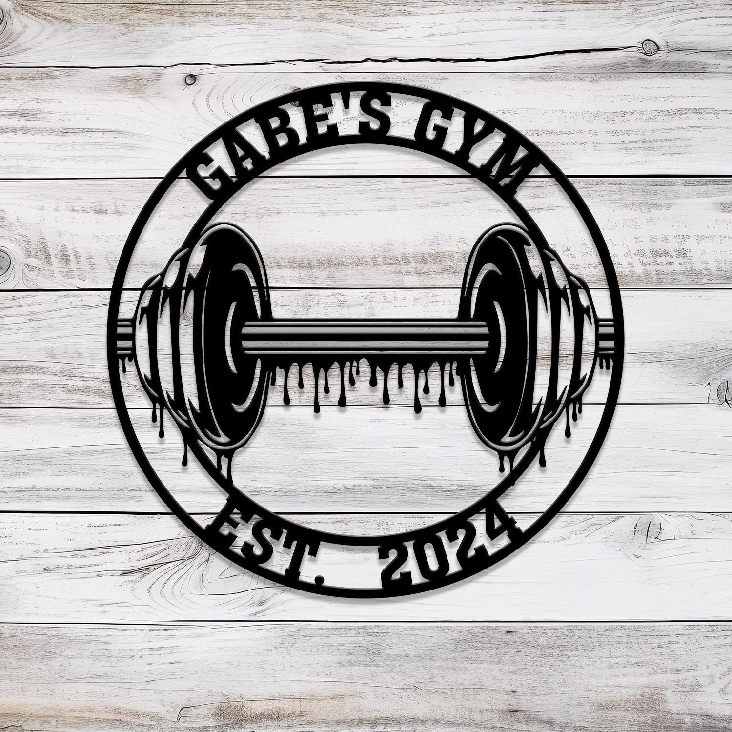 Custom Name Home Gym Metal Sign, Powerlifting Metal Wall Art, Personalized Home Gym Sign, Fitness Decor, Gift for Dad Husband