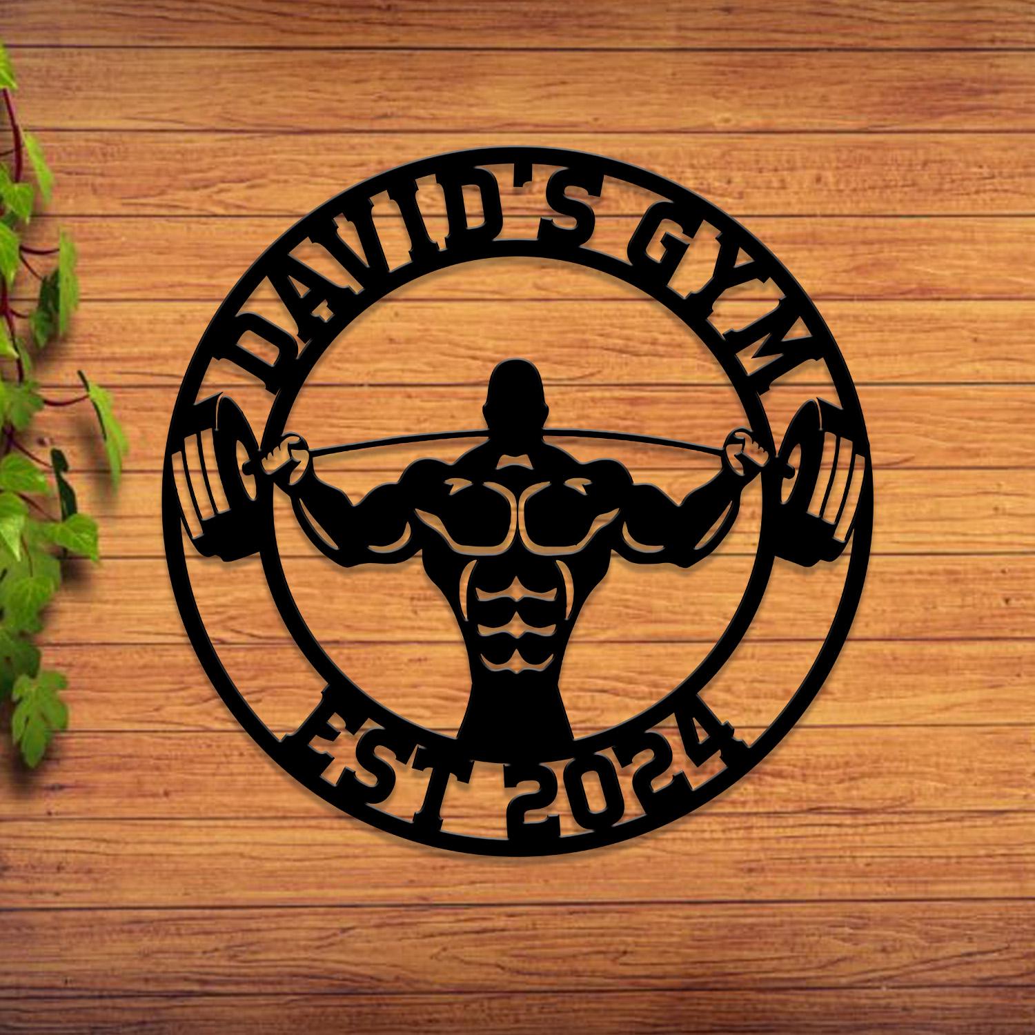 Custom Name Home Gym Metal Sign, Powerlifting Metal Wall Art, Personalized Home Gym Sign, Fitness Decor, Gift for Dad Husband