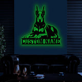 Custom Name Doberman Pinscher Metal Sign with Led Light, Doberman Sign, Personalized Dog Sign, Dog Monogram, Dog Mom Gift, Dog Gift