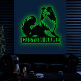 Custom Name Shetland Sheepdog Metal Sign with Led Light, Shetland Sheepdog Sign, Personalized Dog Sign, Dog Monogram, Dog Mom Gift, Dog Gift