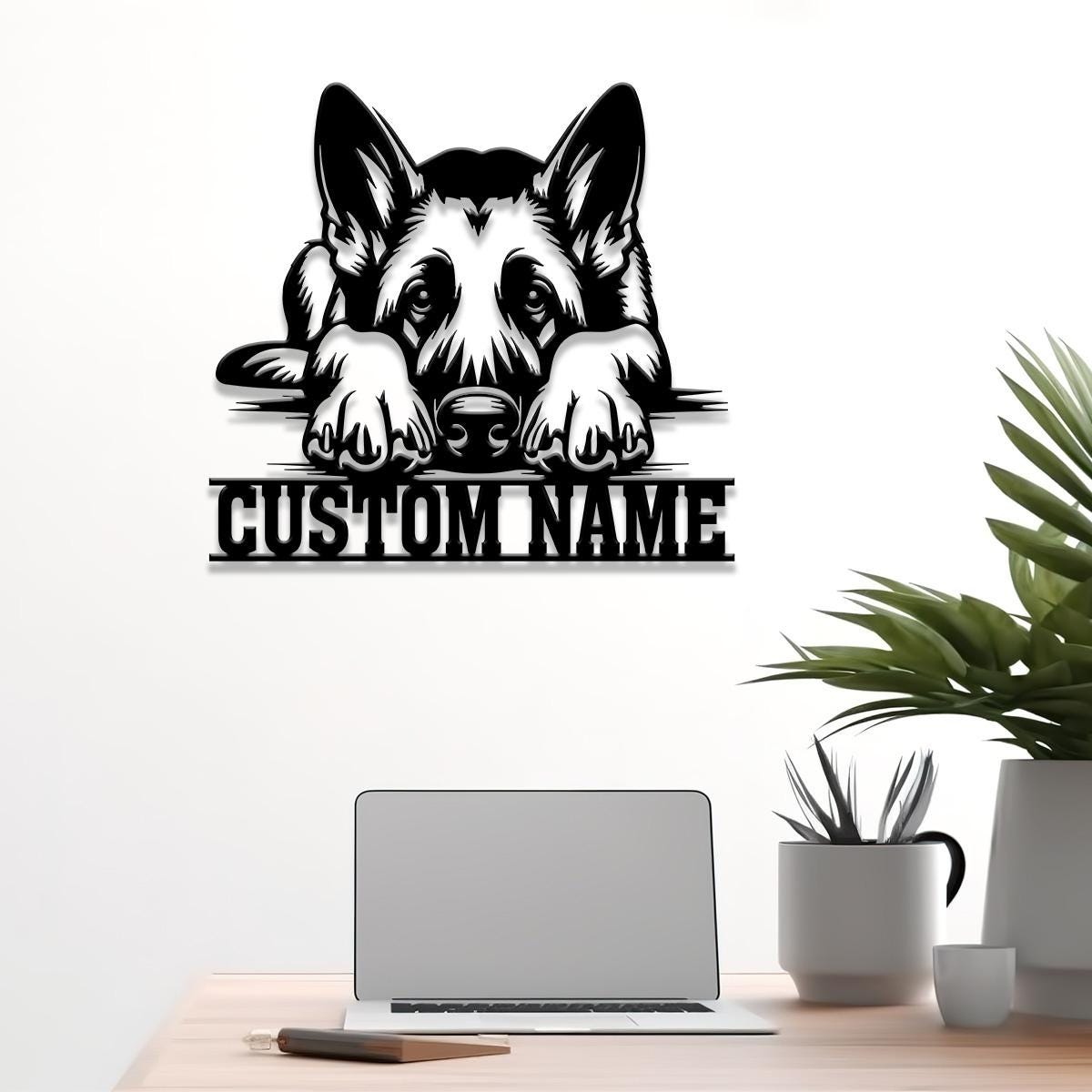 Custom Name German Shepherd Metal Sign with Led Light, German Shepherd Sign, Personalized Dog Sign, Dog Monogram, Dog Mom Gift, Dog Gift